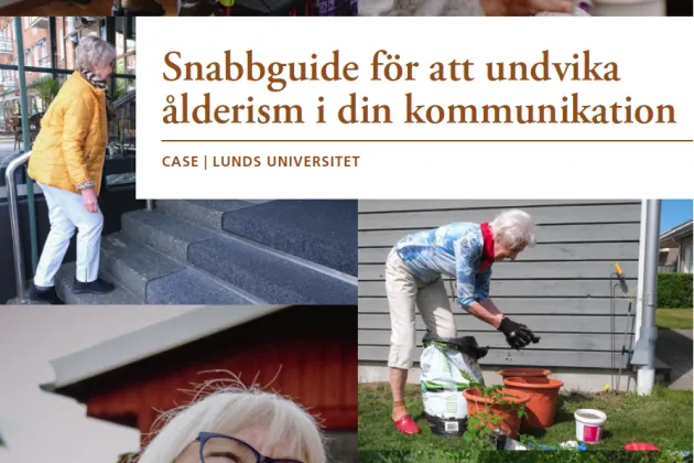 Bild på broschyr som visar äldre aktiv kvinna