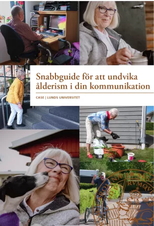 Bild på broschyr som visar äldre aktiv kvinna